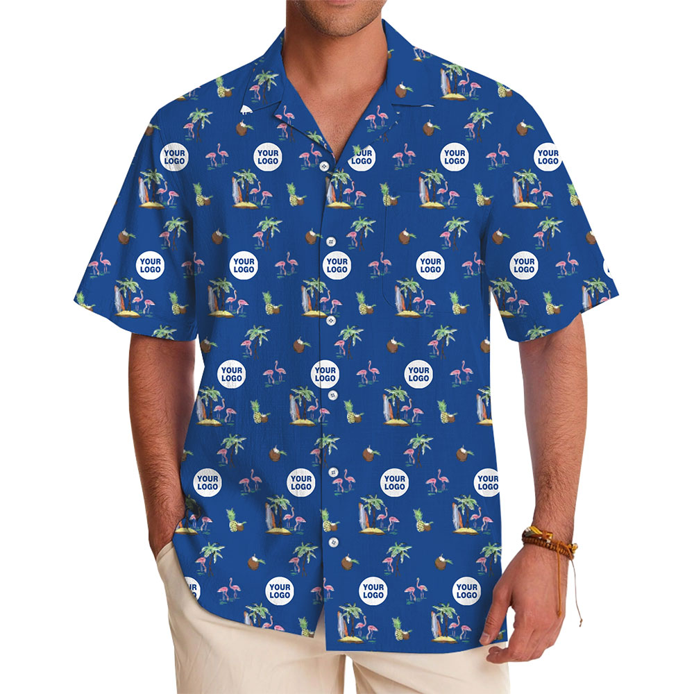 Palm Flamingo Tropical Hawaiian Shirt With Logo - variant image 1