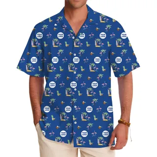 Palm Flamingo Tropical Hawaiian Shirt With Logo