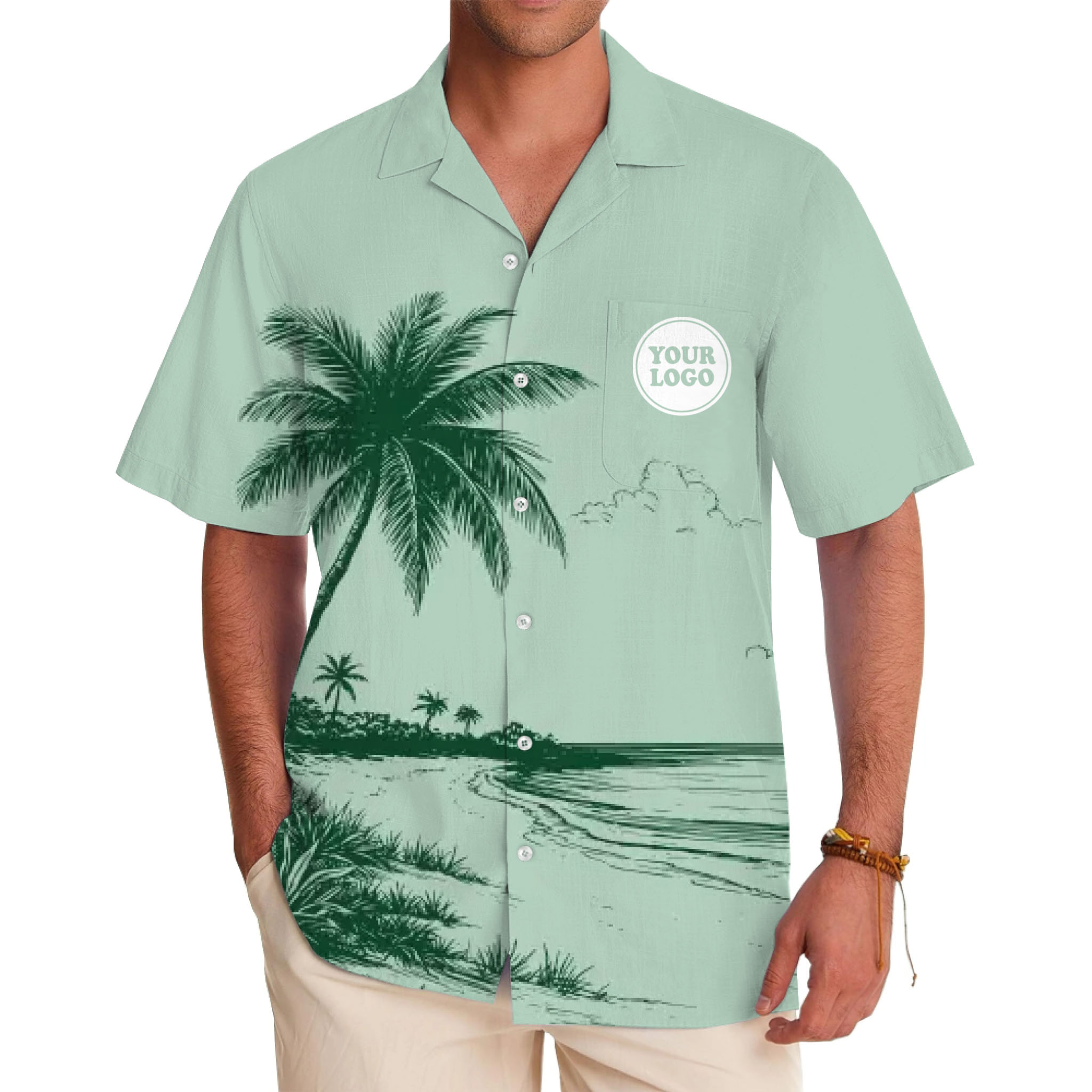 Mint Green Custom Hawaiian Shirt With Logo And No Minimum - variant image 1
