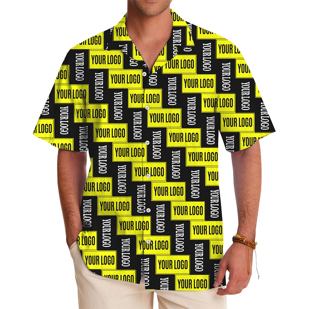 Custom All-Over Logo Repeat Hawaiian Shirt Instant Preview - variant image 1