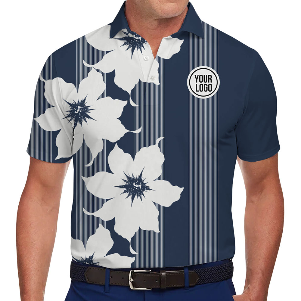Custom Polo Shirt With Floral and Stripe Pattern - variant image 1