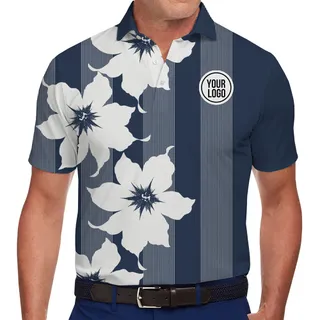 Custom Polo Shirt With Floral and Stripe Pattern