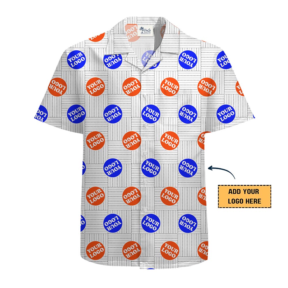 Geometric Grid Custom Logos Hawaiian Shirt