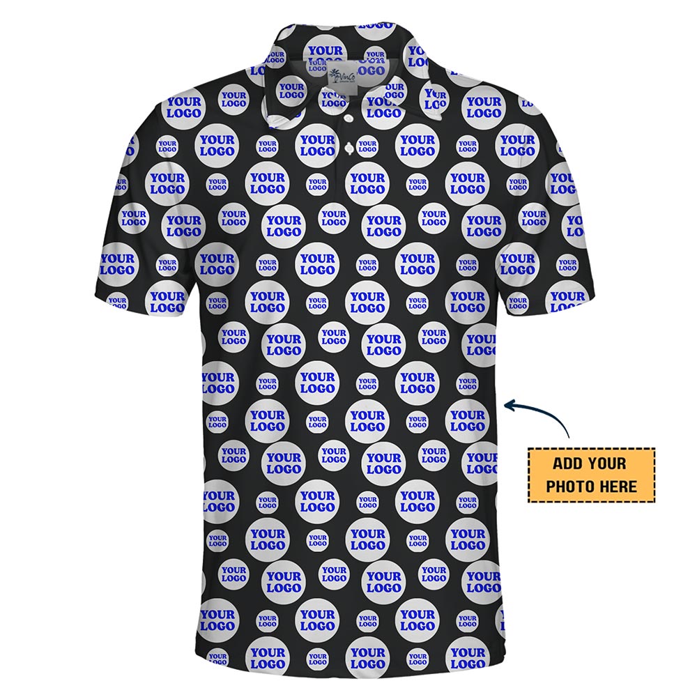 Custom Scattered Logo Polo Shirt Instant Preview
