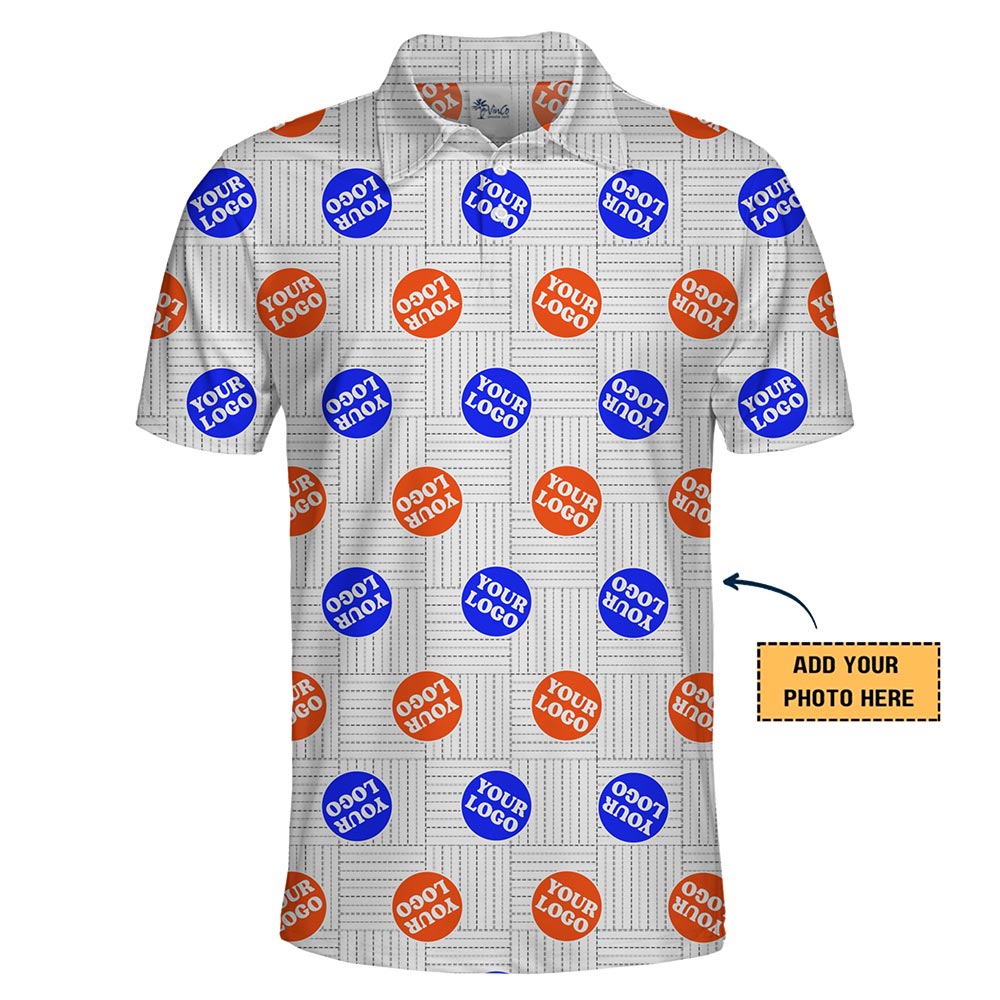 Geometric Grid Custom Logo Polo Shirt