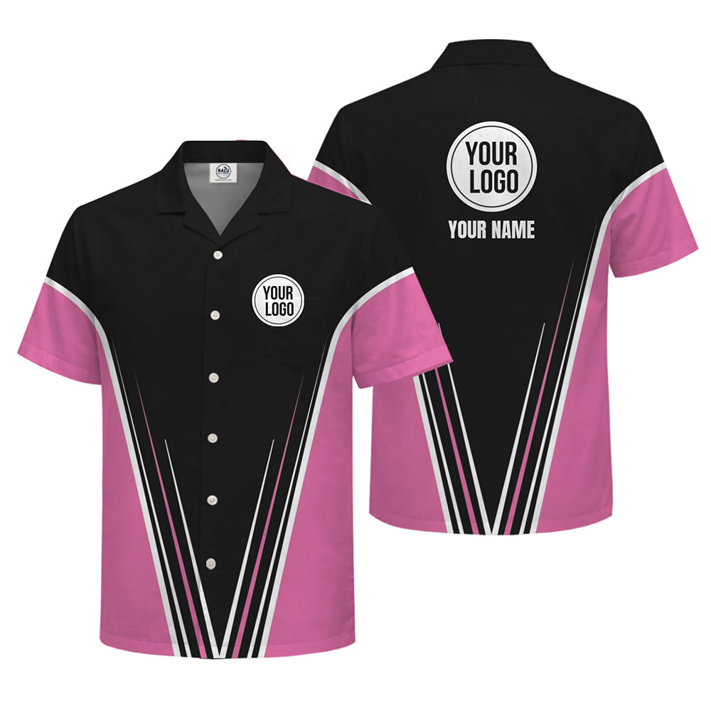 Professional Black and Pink Button-Up Shirt for Branding and Promotion
