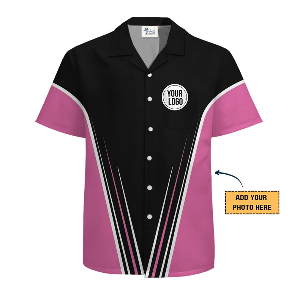 Professional Black and Pink Button-Up Shirt for Branding and Promotion