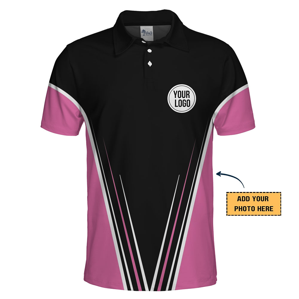 Premium Custom Polo Shirt with Stylish Black and Pink Panels