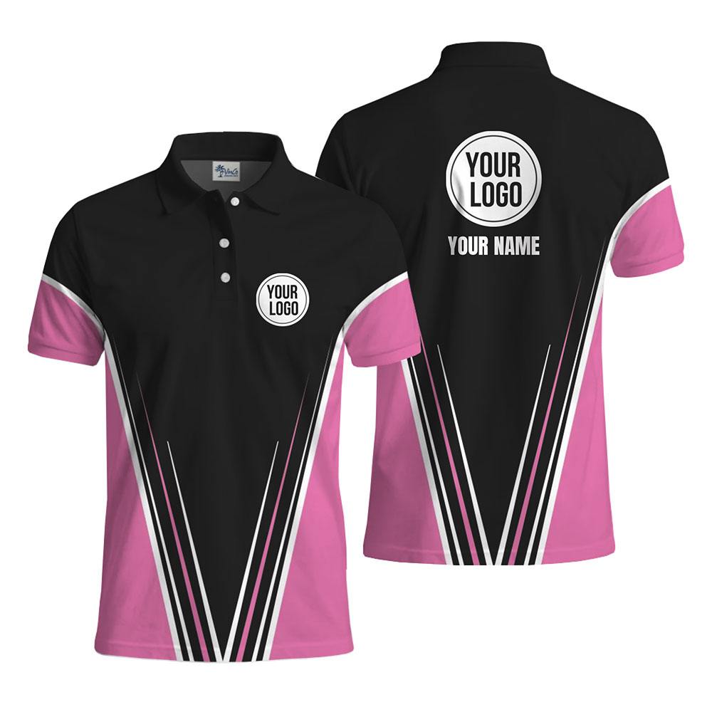 Premium Custom Polo Shirt with Stylish Black and Pink Panels