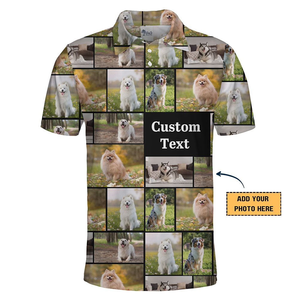 Custom Polo Shirt With Photo Collage And Text