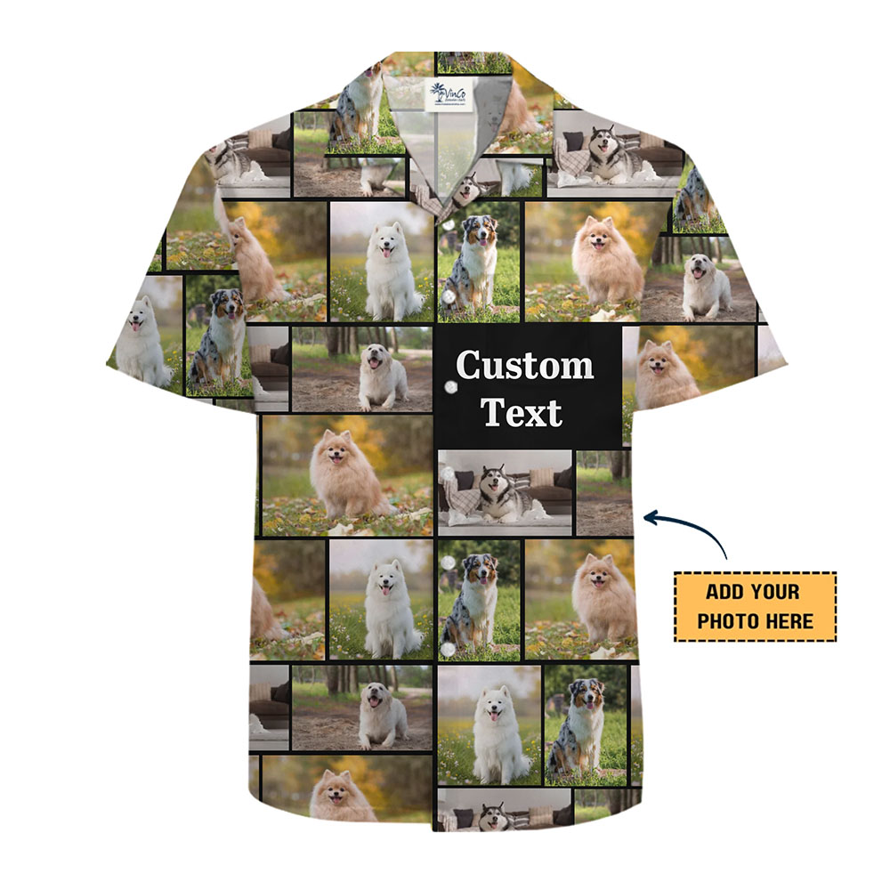 Custom Photo Collage Hawaiian Shirt with Personalized Text