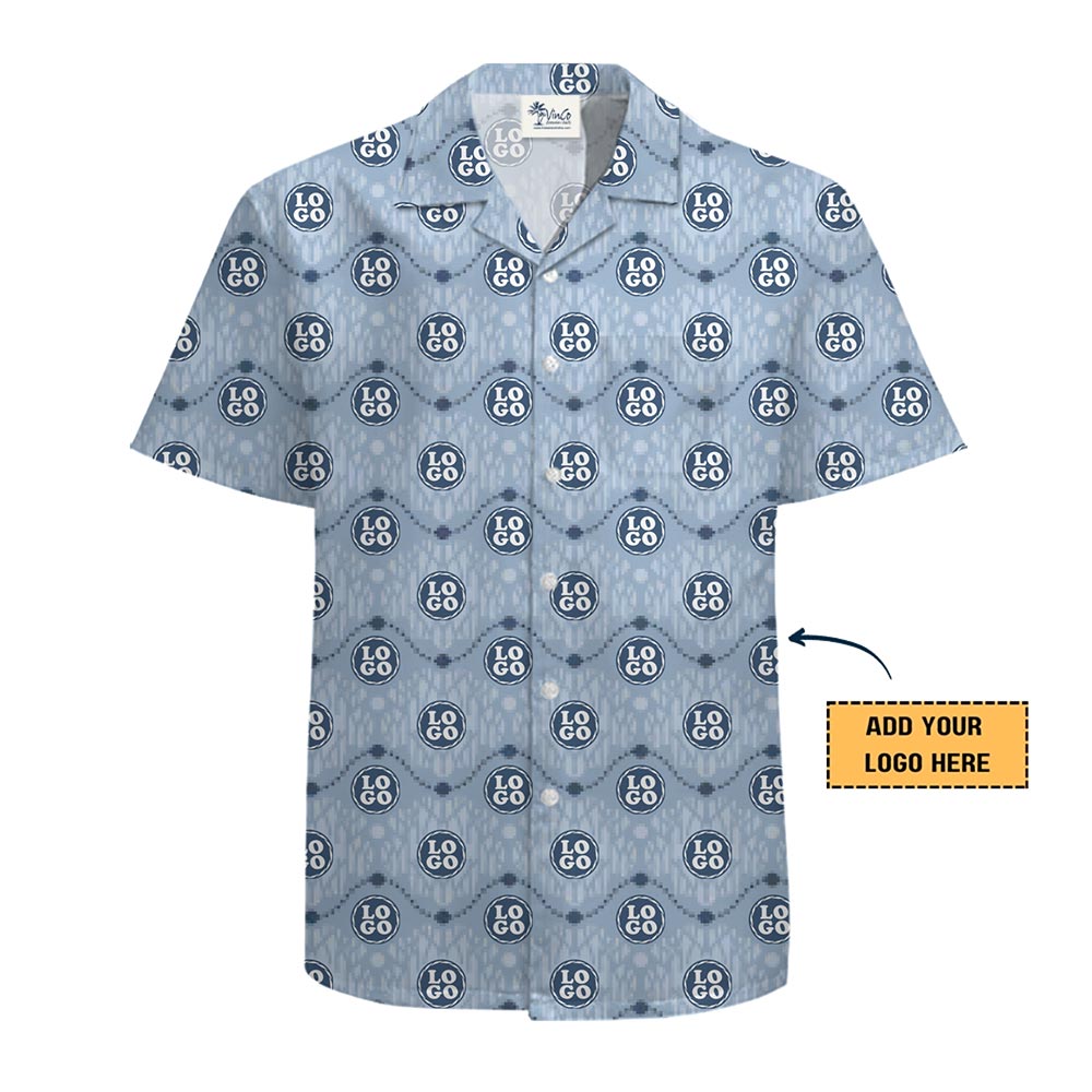 Custom Repeating Logo Light Blue Hawaiian Shirt
