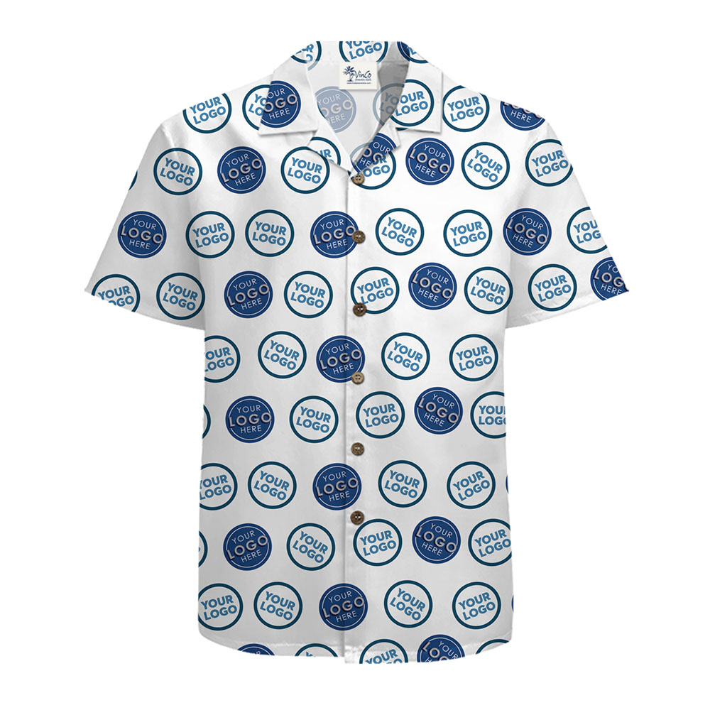 Custom Logo Hawaiian Button Up Shirt With Coconut Buttons