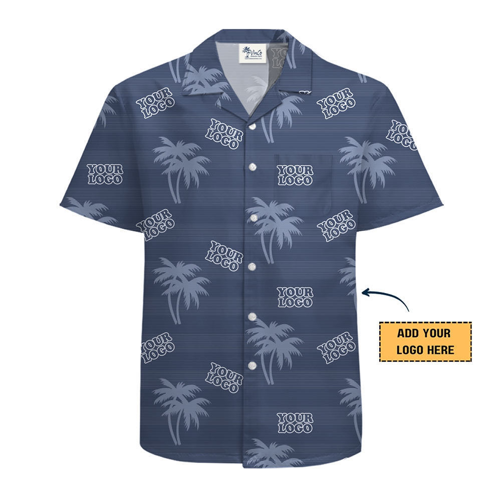 Blue Palm Tree Hawaiian Shirt Personalized Logo