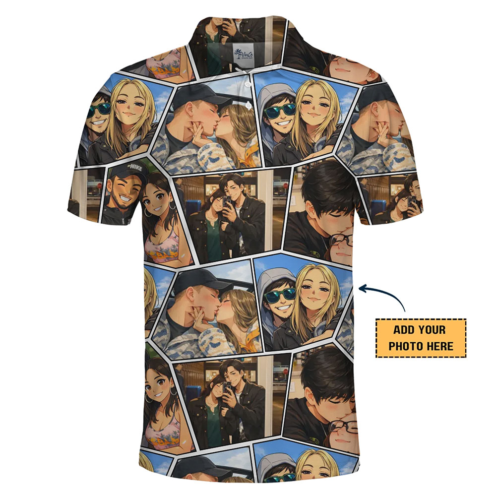 Personalized Photo Collage Polo Shirt With Instant Preview