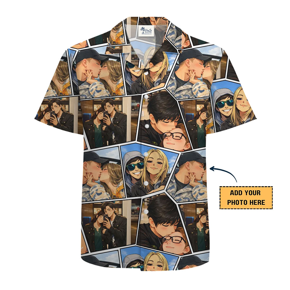 Custom Photo Collage Hawaiian Shirt With Live Preview