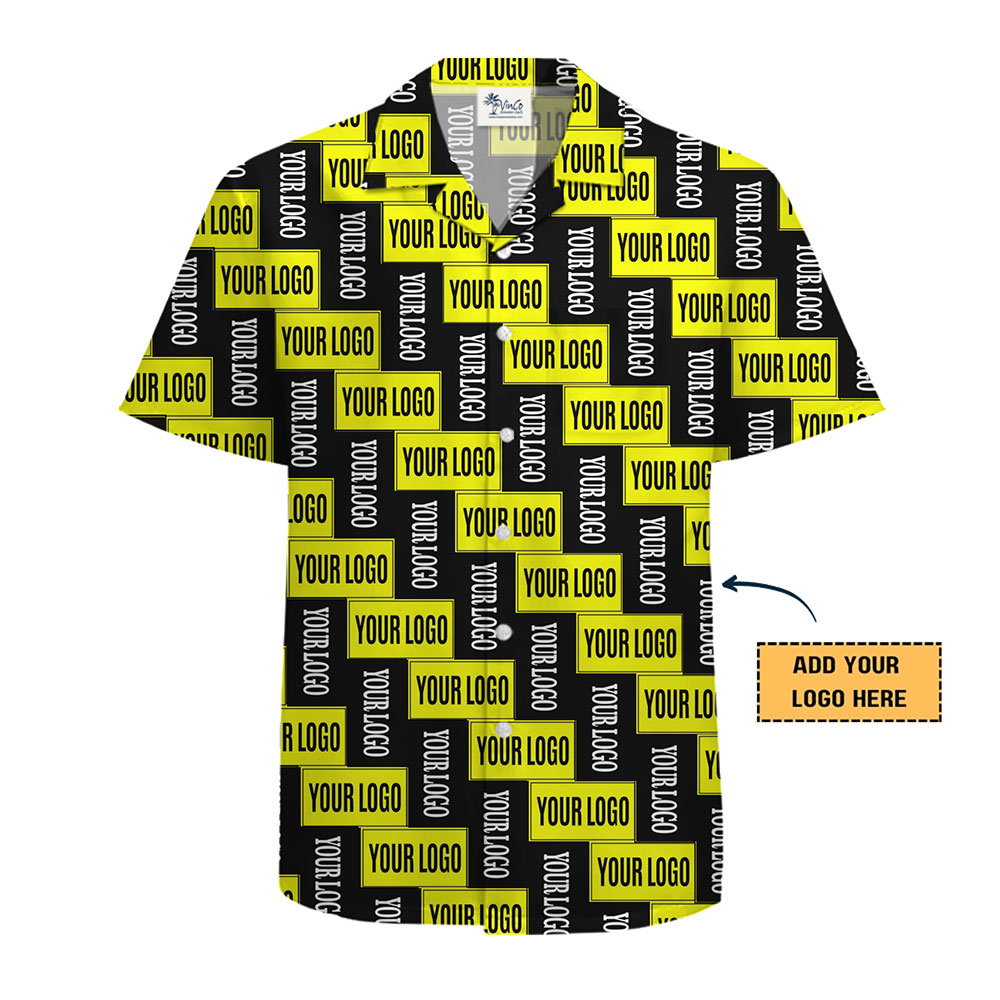 Custom All-Over Logo Repeat Hawaiian Shirt Instant Preview