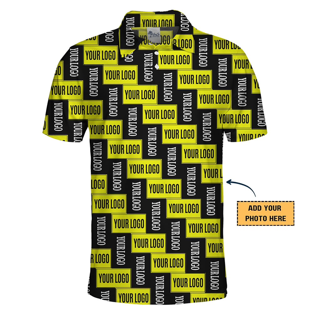 Custom All-Over Logo Repeat Polo Shirt with Instant Preview