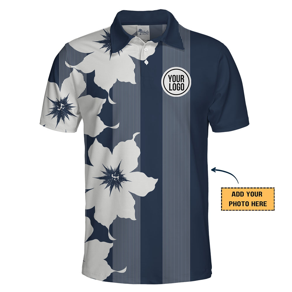 Custom Polo Shirt With Floral and Stripe Pattern