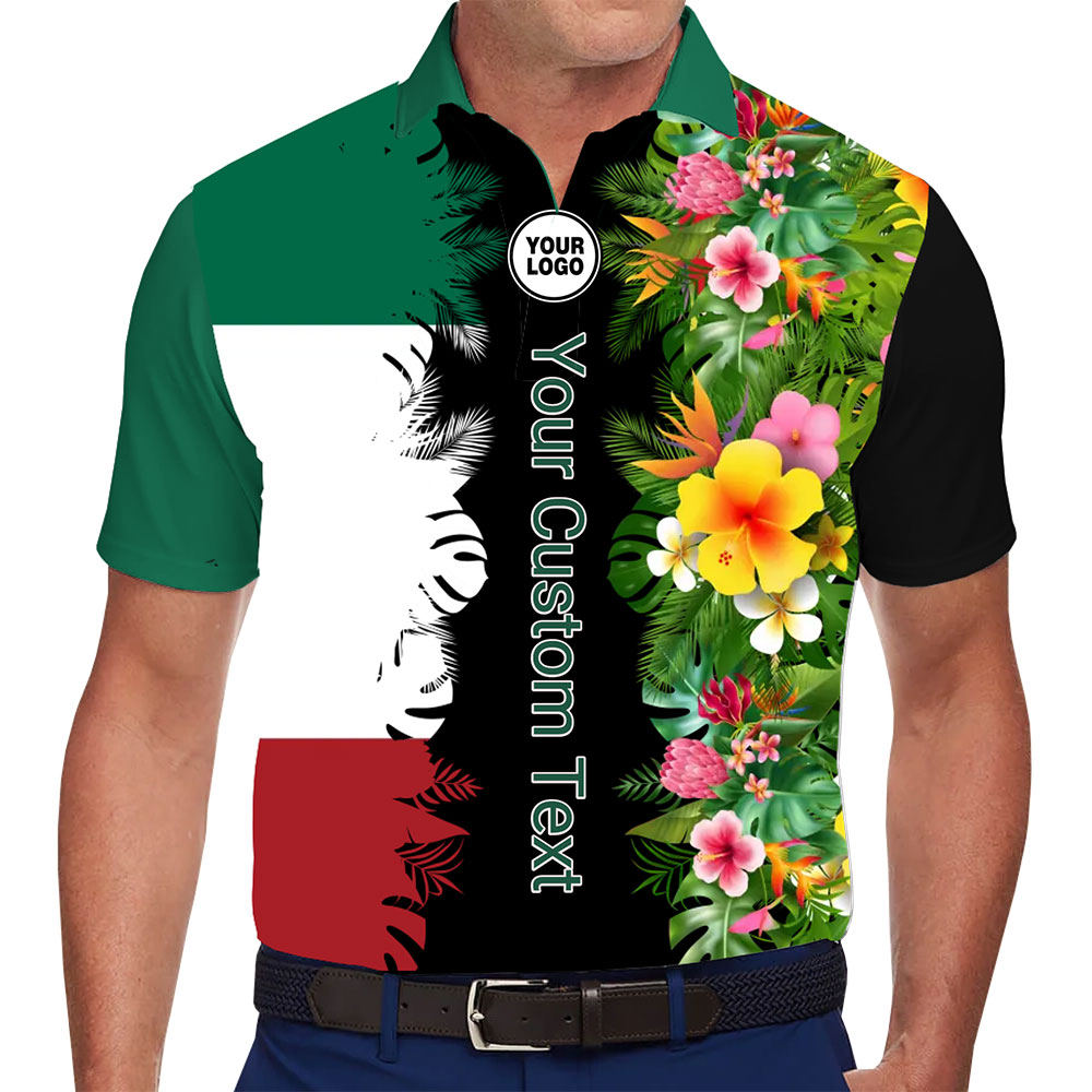 Unique Corporate Polo Shirt with Floral and Custom Text - variant image 1