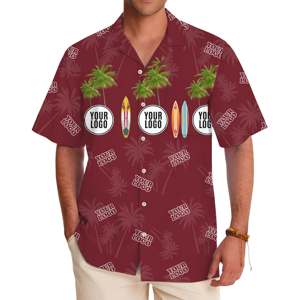 Palm Tree Surfing Custom Logo Hawaiian Shirt - variant image 1