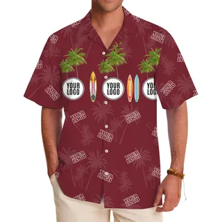 Palm Tree Surfing Custom Logo Hawaiian Shirt