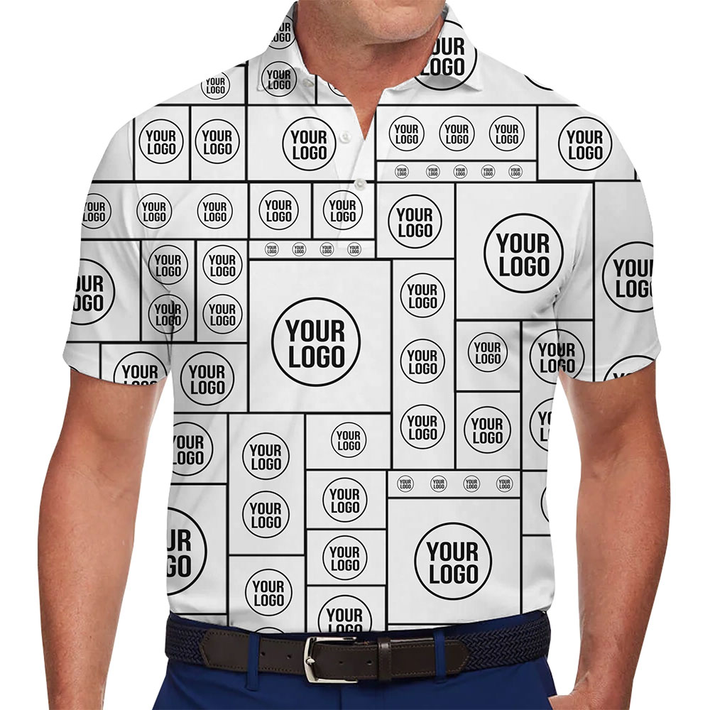 Corporate Logo Polo Shirt with Stylish Square Patterns - variant image 1