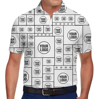 Corporate Logo Polo Shirt with Stylish Square Patterns