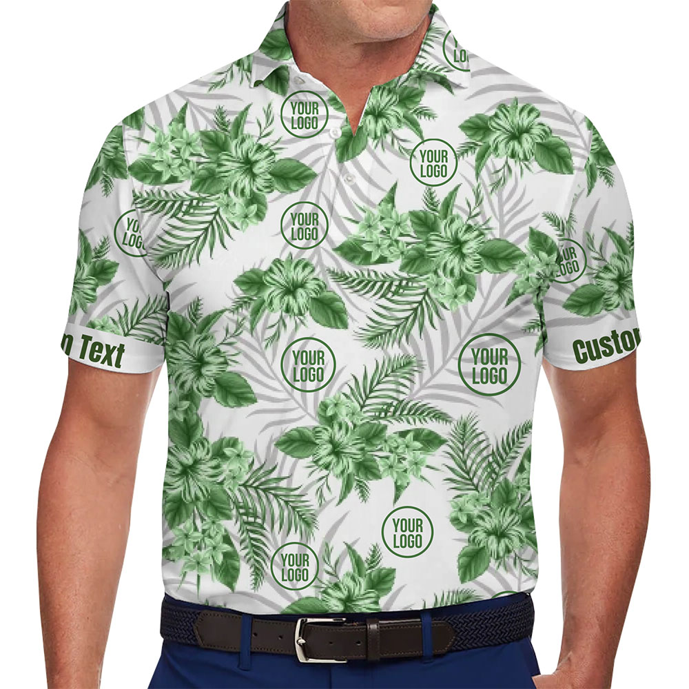Tropical Pattern Polo Shirts with Personalized Logos - variant image 1