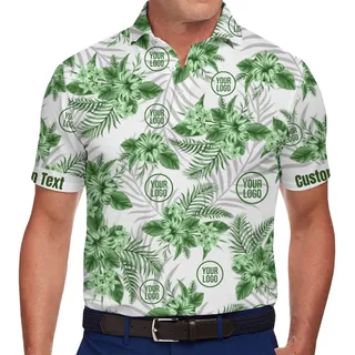 Tropical Pattern Polo Shirts with Personalized Logos