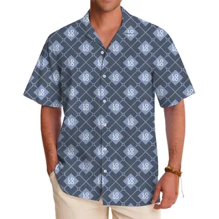 Executive Grid Custom Logo Hawaiian Shirt With Preview