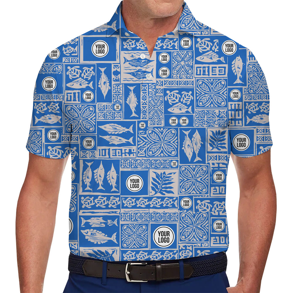 Custom Ocean Pattern Polo Shirt With Logo - variant image 1