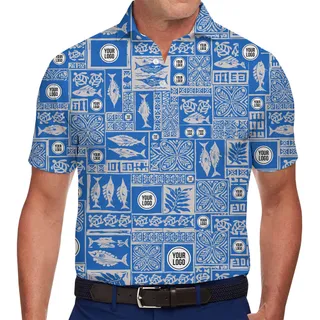 Custom Ocean Pattern Polo Shirt With Logo