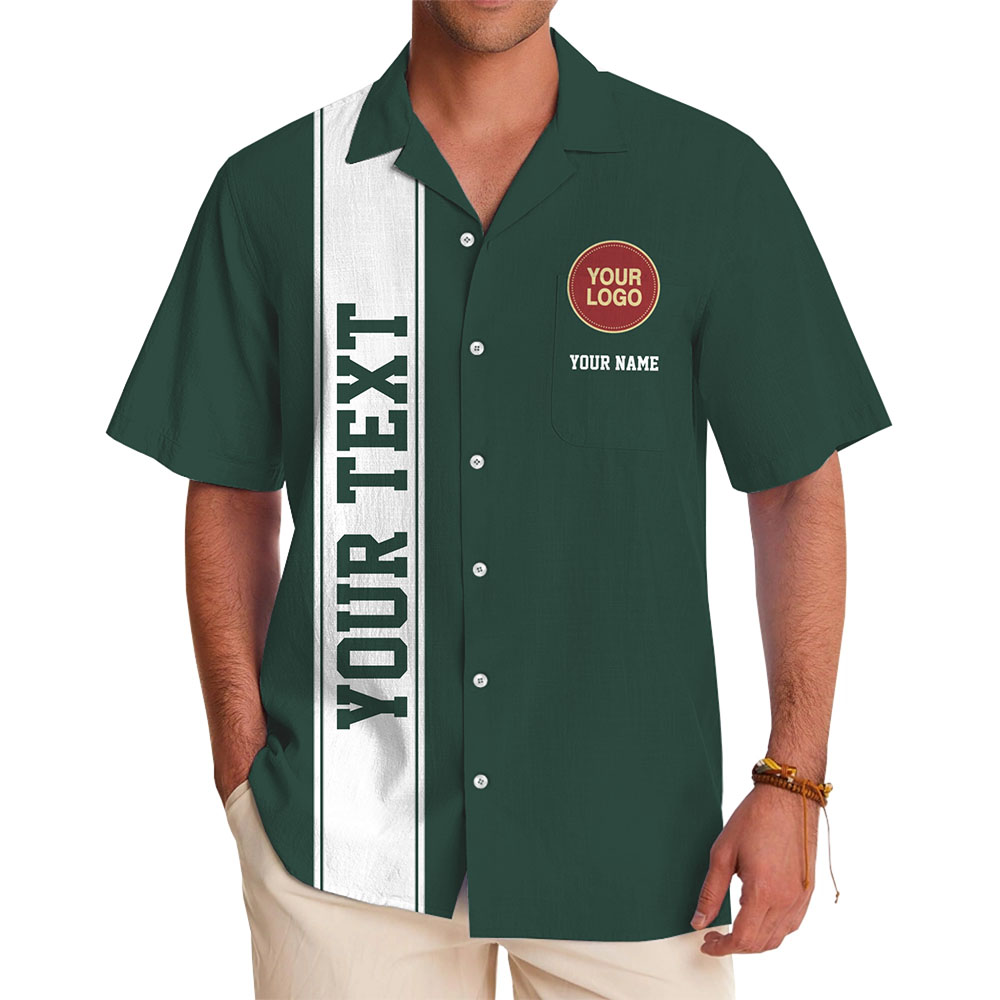 Signature Stripe Personalized Hawaiian Shirt With Logo And Text - variant image 1