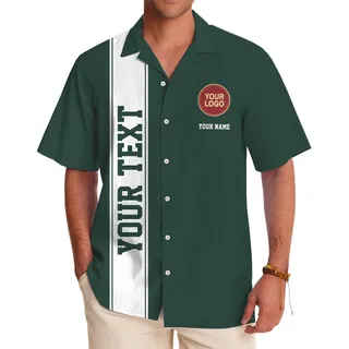 Signature Stripe Personalized Hawaiian Shirt With Logo And Text
