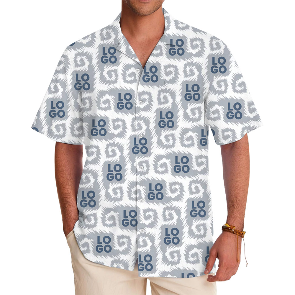 Chic Slate Ikat Hawaiian Shirt With Your Logo - variant image 1