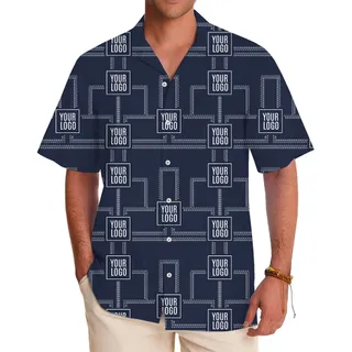 Custom Logo Hawaiian Shirt with Circuit Pattern