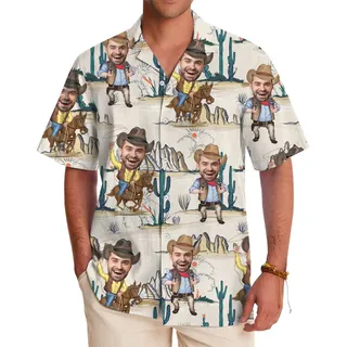 Cowboy Hawaiian Shirt With Custom Face And Preview
