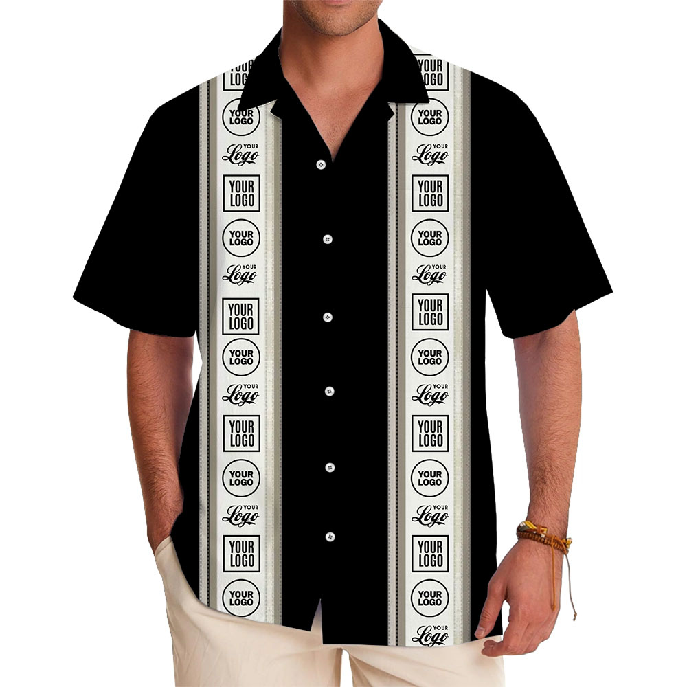 Personalized Vertical Stripe Hawaiian Shirt With Company Logo - variant image 1