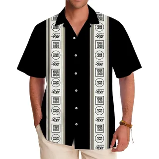 Personalized Vertical Stripe Hawaiian Shirt With Company Logo