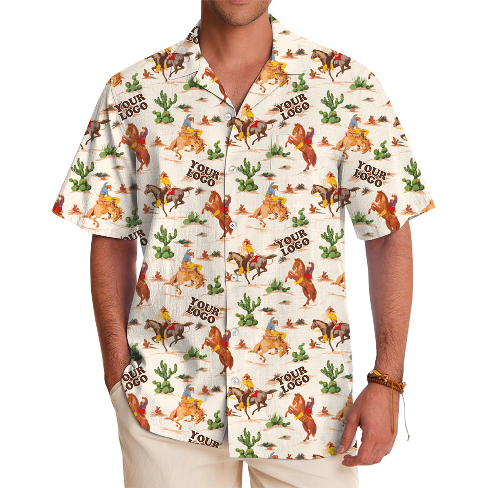 Cowboy Custom Logo Button Up Shirt With Preview - variant image 1