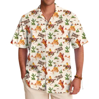 Cowboy Custom Logo Button Up Shirt With Preview