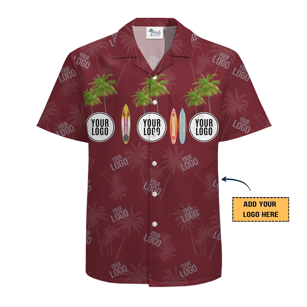 Palm Tree Surfing Custom Logo Hawaiian Shirt