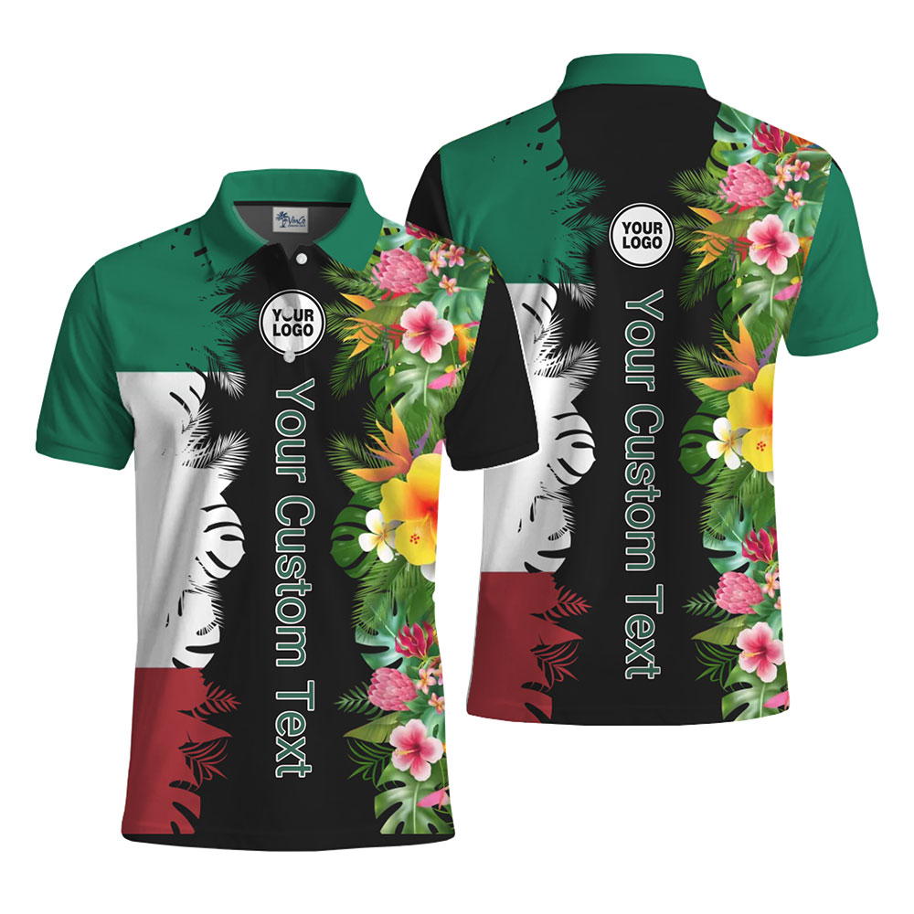 Unique Corporate Polo Shirt with Floral and Custom Text