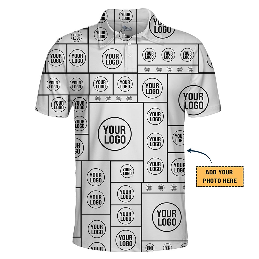 Corporate Logo Polo Shirt with Stylish Square Patterns