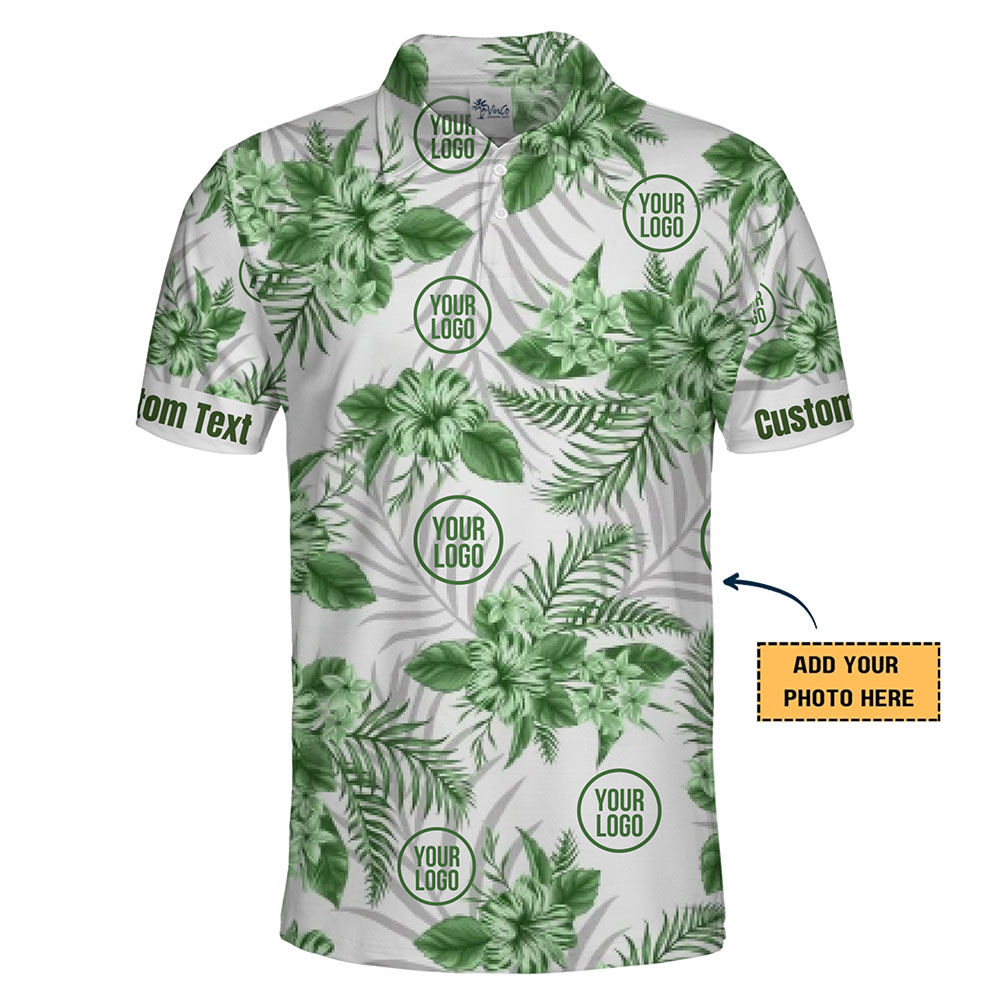 Tropical Pattern Polo Shirts with Personalized Logos