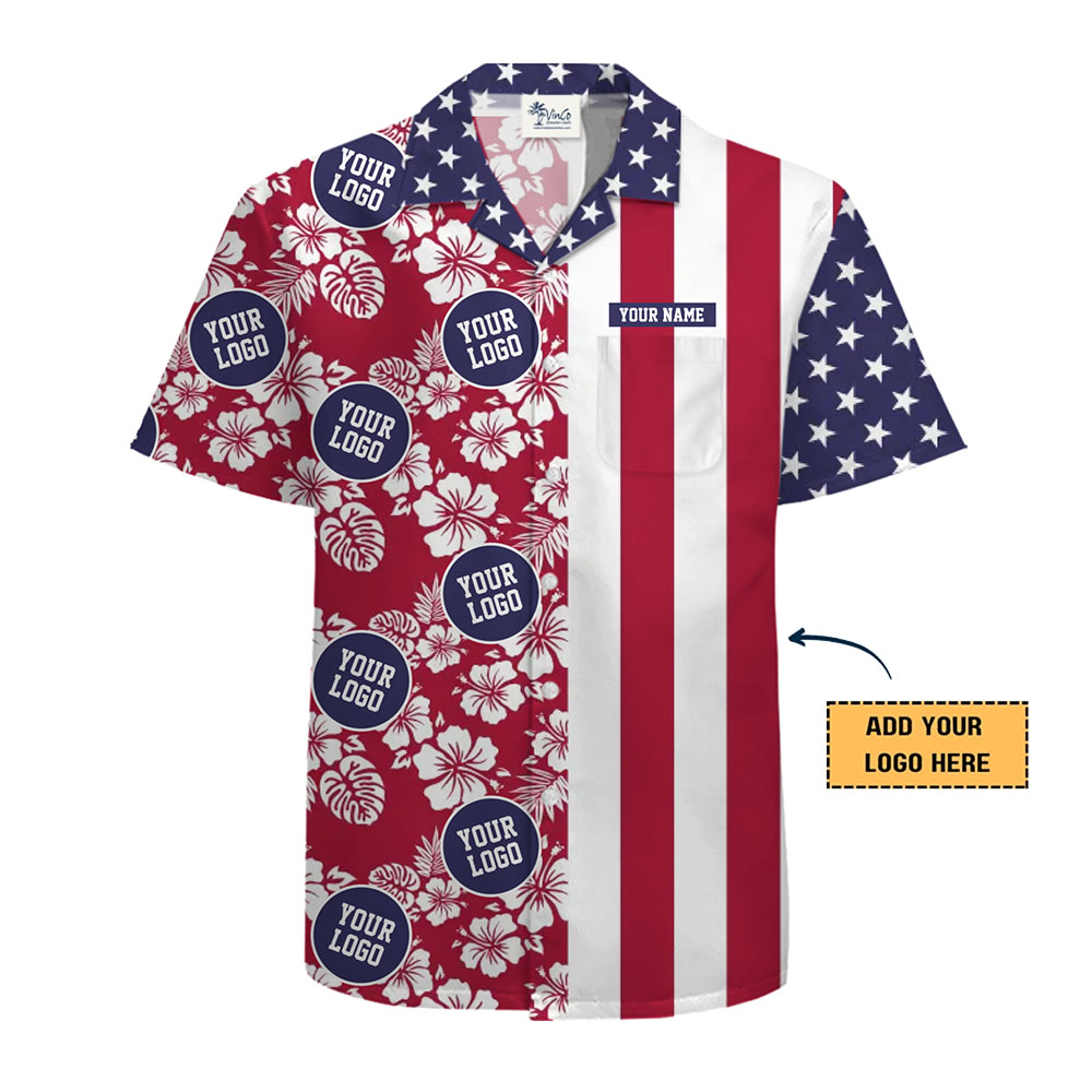 USA Pride Personalized Logo Hawaiian Shirt With Preview