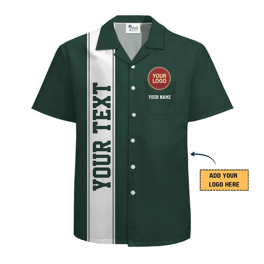 Signature Stripe Personalized Hawaiian Shirt With Logo And Text