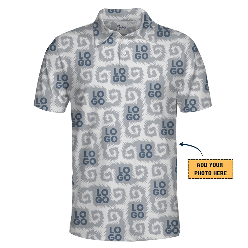 Chic Slate Ikat Polo Shirt With Your Company Logo