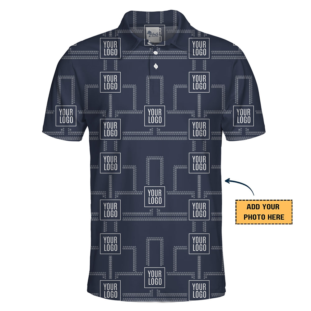 Custom Logo Polo Shirt with Circuit Pattern